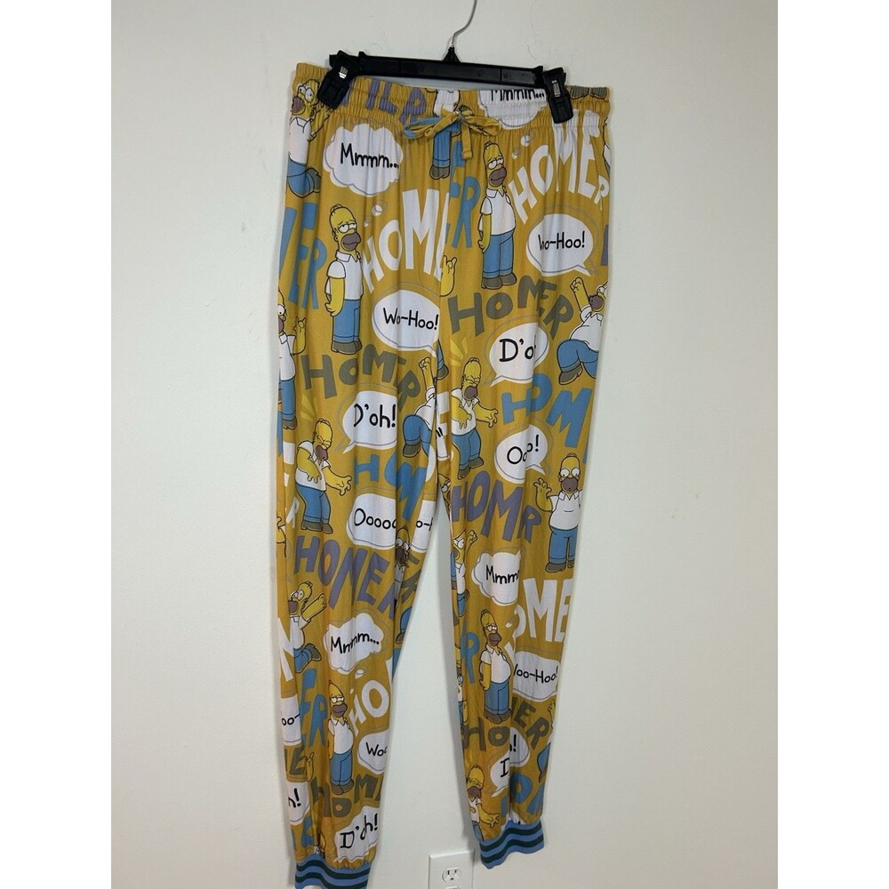 The Simpsons Homer Pajama Pants XXL Yellow Cartoon Lounge Joggers Sleep Y2K - Picture 2 of 8